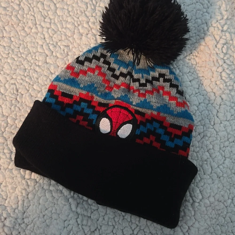 Marvel SPIDEY Black Beanie with‎ Pom Pom